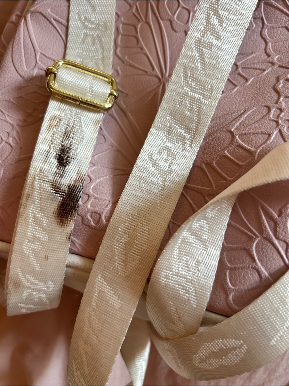Y2K Betsy Johnson Butterfly-Embossed Light Pink Mini Backpack - Picture 5 of 5
